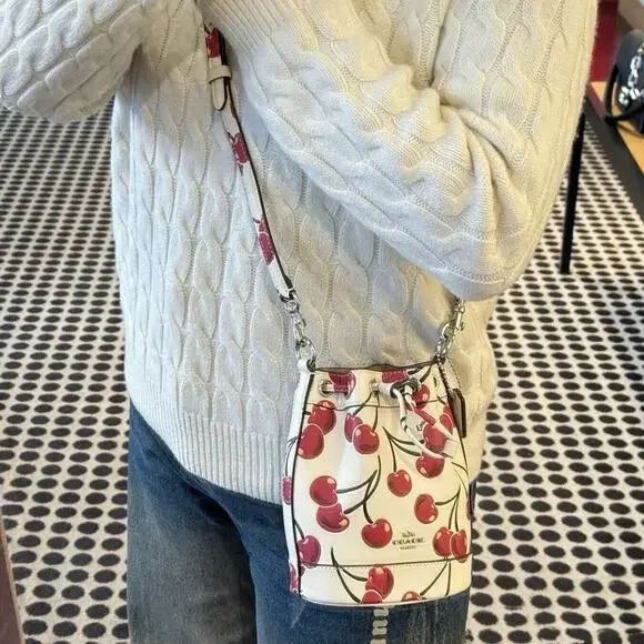 NWT Limited Coach Mini Bucket Bag With Cherry Print CY739
